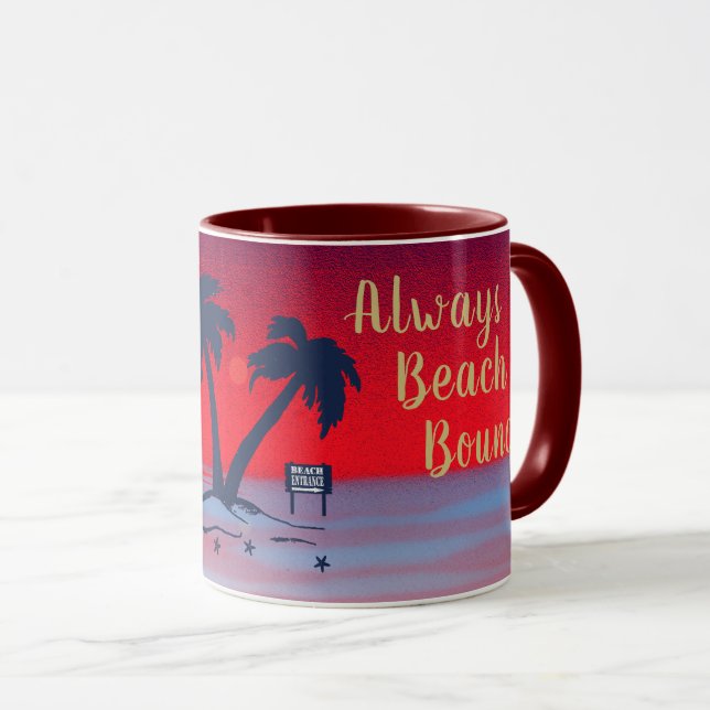 Mug Toujours Au Bord De La Plage ! Rouge pourpre (Devant droit)