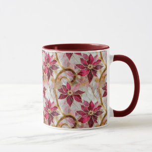 Mug Tourbillons dorés Bourgogne Rose Poinsettias de No
