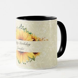Mug Tournesol Anniversaire NOM Cadeau Cute Café