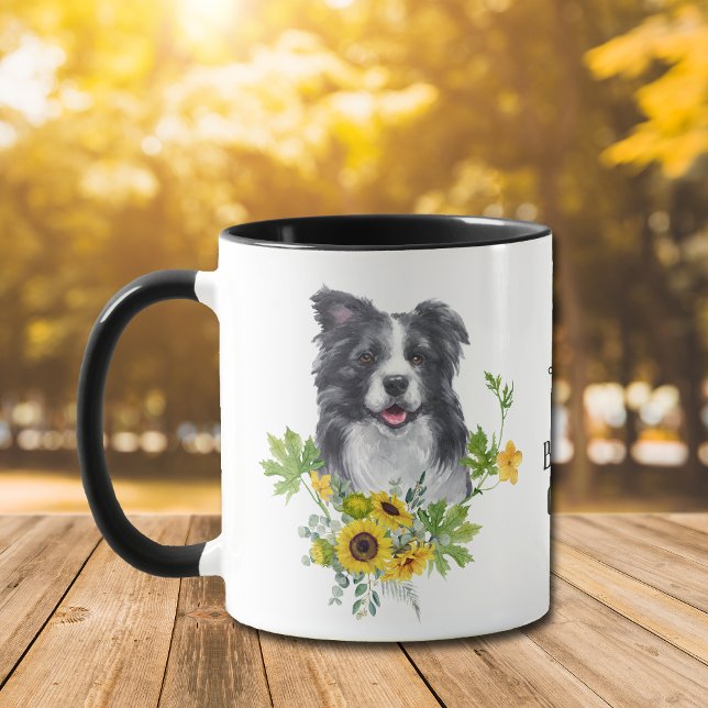 Mug Tournesol Eucalyptus Bordure Collie (Créateur téléchargé)