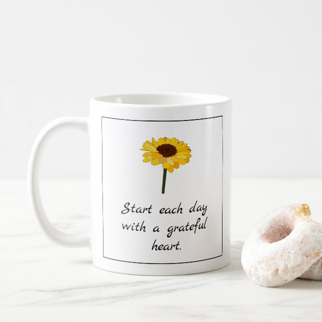 Mug Tournesol Grateful Typographie du coeur (Avec donut)