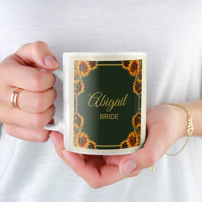 Mug Tournesol Mariage Vert Forêt Future Mariée (Créateur téléchargé)