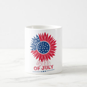 Mug Tournesol patriotique Quatrièmement Juillet Floral