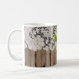 Mug tournesol rustique de pays occidental de dentelle