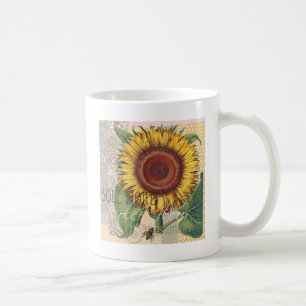 Mug Tournesol Vintage Damas Fleur Art
