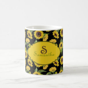Mug Tournesols Monogramme Aquarelle Vintage
