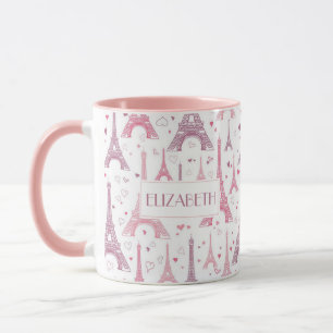 Mug Tours et coeurs Eiffel personnalisés