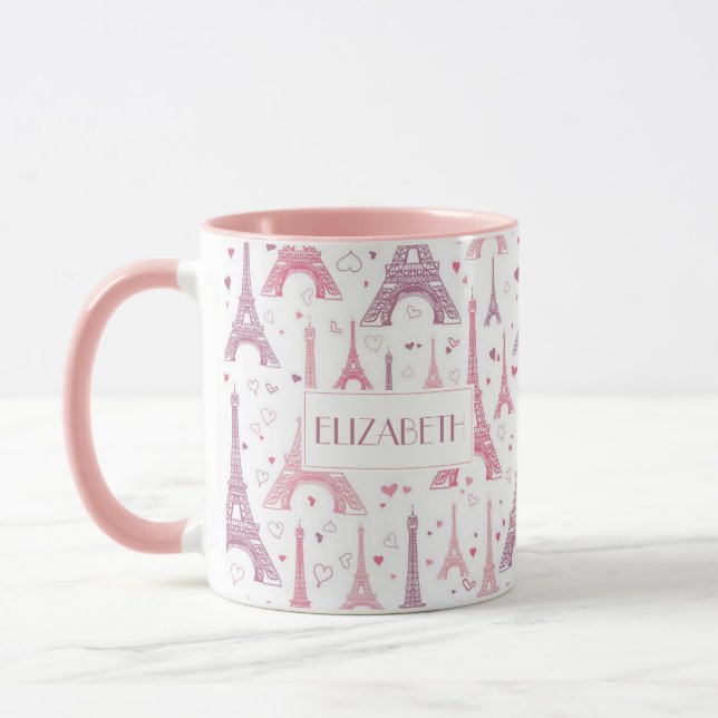 Mug Tours et coeurs Eiffel personnalisés (Gauche)