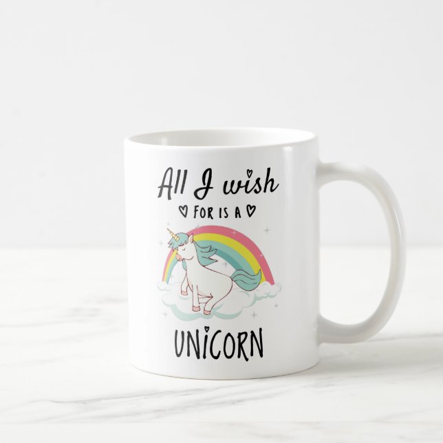 Mug Tout ce que je souhaite est une Licorne (Droite)