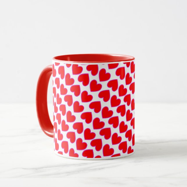 Mug Tout Lota Love Romantique Coeurs rouges Galore (Devant gauche)