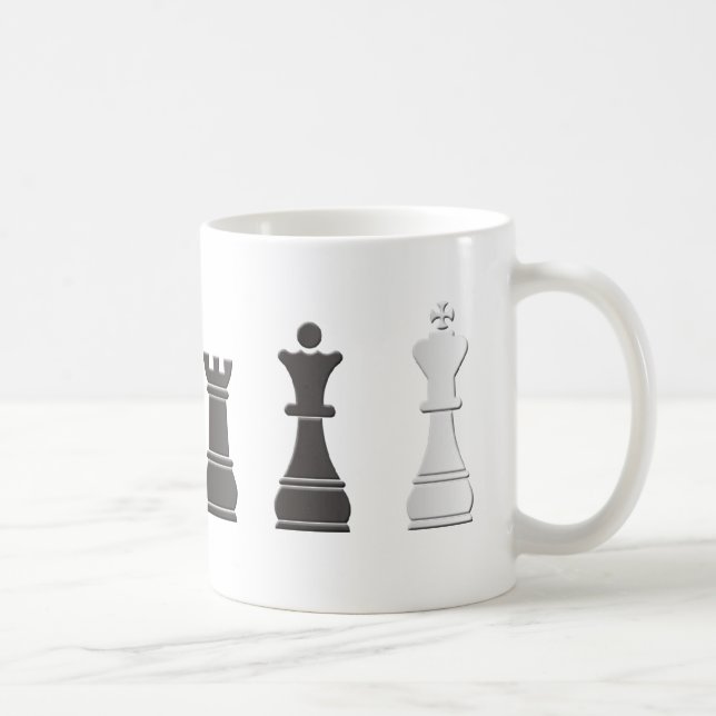 Mug Tout l'un blanc noir, pièces d'échecs (Droite)