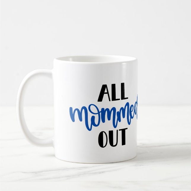 Mug Tout Momed Out, noir et bleu (Gauche)
