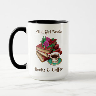 Mug Toutes les filles ont besoin   Livres et café
