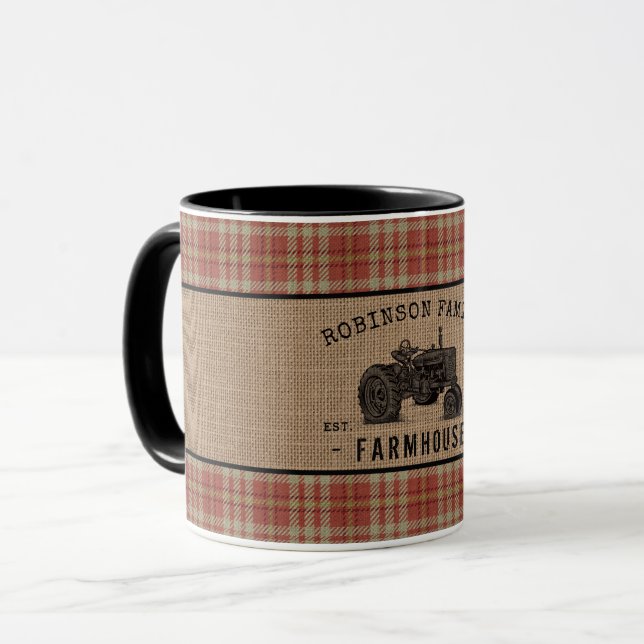 Mug Tracteur agricole familial Burlap 2 tonus (Devant gauche)