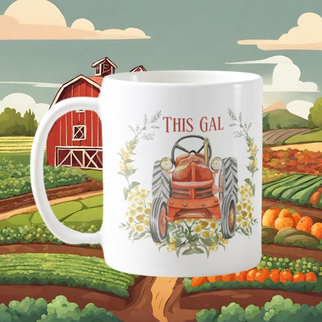 Mug tracteur mignon aimant gal ajouter du texte (Créateur téléchargé)