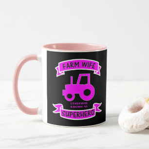 Mug Tracteur rose de l'élevage d'une femme de ferme