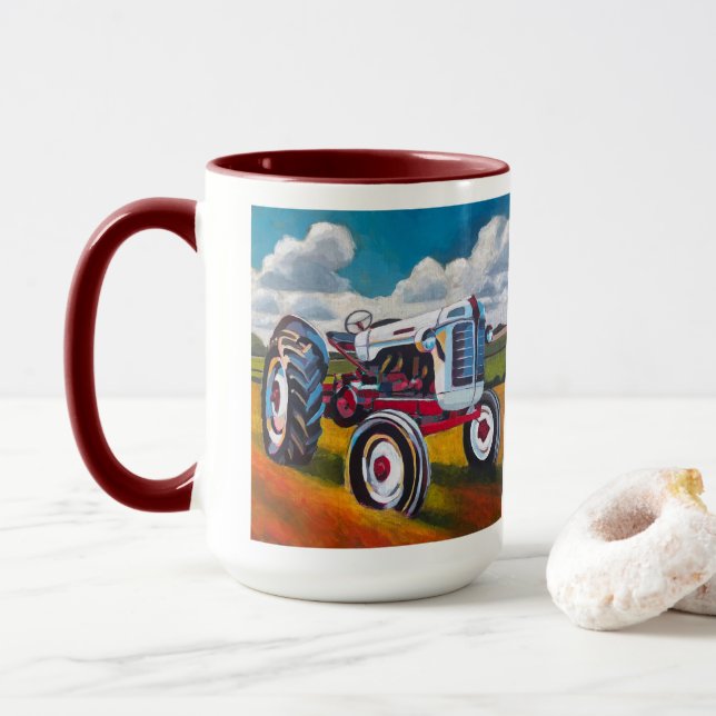 Mug Tractor Painting - Gift for Tractor Enthusiasts (Avec donut)