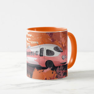 Mug train à grande vitesse traversant un paysage autom