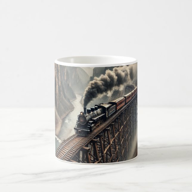 Mug Train à vapeur traversant un canyon majestueux (Centre)