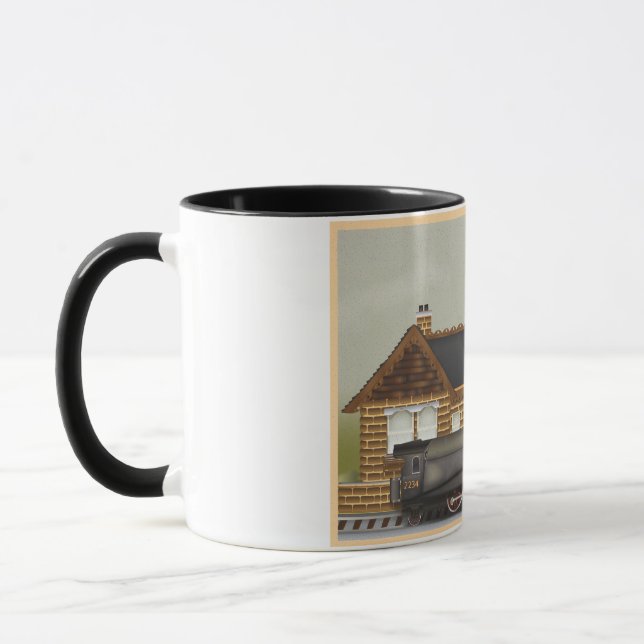 Mug Train à vapeur vintage en gare (Gauche)