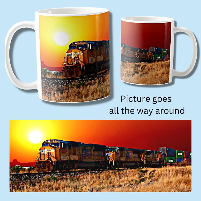 Mug Train de marchandises Sunset Diesel Locomotive (Créateur téléchargé)
