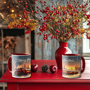 Mug Train de Noël joyeux Flocons de neige Lumières vi