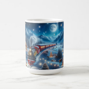 Mug Train de Noël magique dans un paysage enneigé