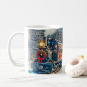 Mug Train de Noël Vintage avec couronne