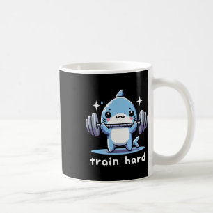Mug Train Hard Funny Shark Lifting Weights Dumbbells G