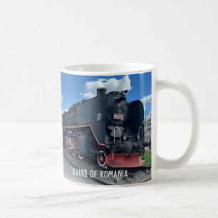 Mug Trains de Roumanie. Train à vapeur et diesel