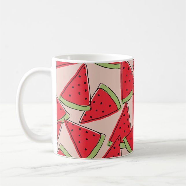 Mug tranches de pastèque avec arrière - plan rose sans (Gauche)