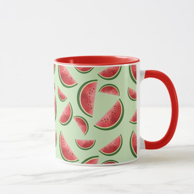 Mug Tranches de pastèque sur fond vert (Droite)