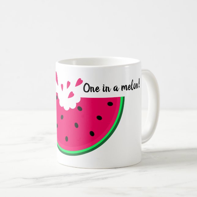 Mug Tranches de pastèque. Un dans un melon ! Votre nom (Devant droit)