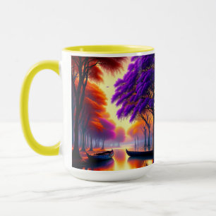 Mug "Tranquillité de la dérive : Canoës sous Jacaranda