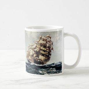 Mug Transport Vintage, Clipper Ships in Rough Seas