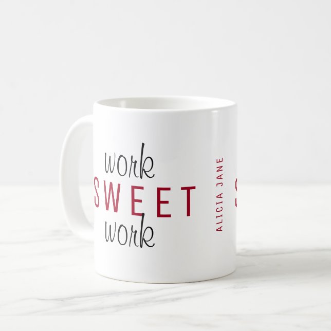 Mug Travail amusant du travail à domicile typographie  (Devant gauche)