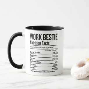 Mug Travail Bestie Nutrition Facts Drôle