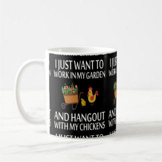 Mug Travail dans le coup de jardin avec des poulets