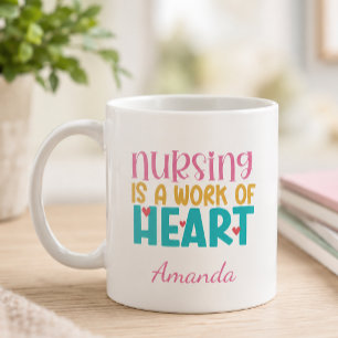 Mug Travail personnalisé d'infirmière de cœur