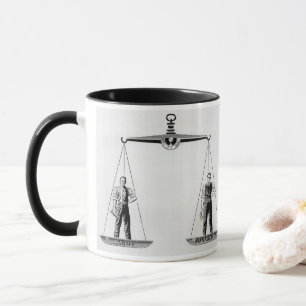 Mug Travail vintage contre gestion, échelles de justic
