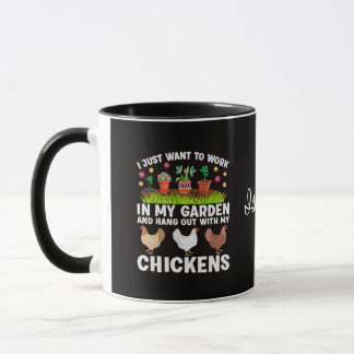 Mug Travailler dans mon jardin et passer la main avec