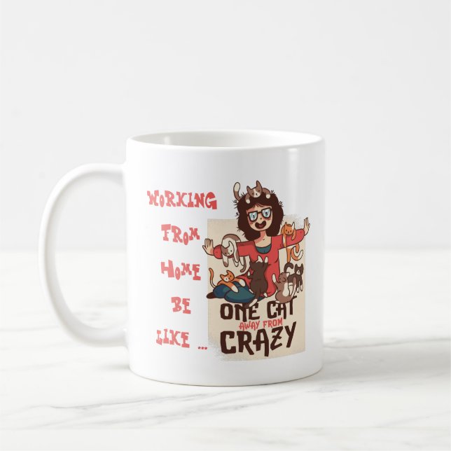 Mug Travailler Drôle À La Maison Avec Les Chats - Craz (Gauche)