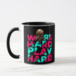 Mug Travailler dur Jouer dur Motivation crâne dur Esse