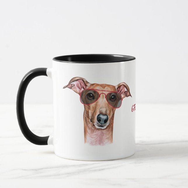 Mug Travailler dur pour mon chien gris italien (Gauche)