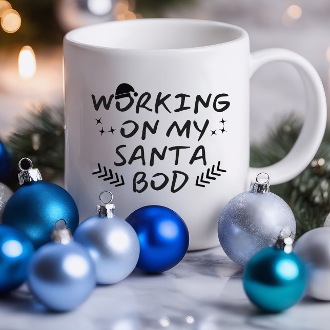 Mug Travailler sur My Père Noël Bod Funny | Musique sa (Working on My Santa Bod Funny Mug)