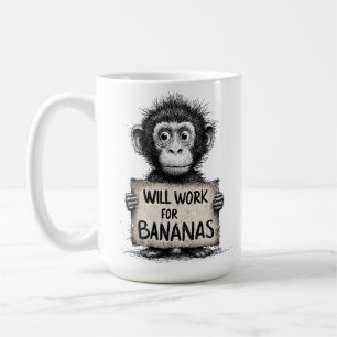 Mug Travaillera pour des Bananes - Dessin humoristique