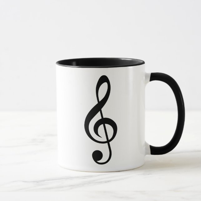 Mug Treble Clef Music Note Noir et blanc (Droite)