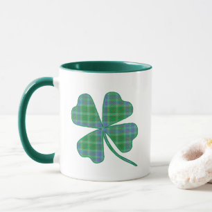 Mug Trèfle à quatre feuilles carreauté vert Lucky