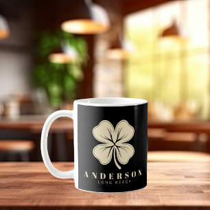 Mug Trèfle à quatre feuilles irlandais chanceux avec n