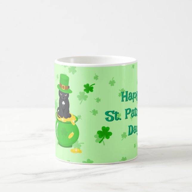 Mug Trèfle de la Saint-Patrick Pot d'Or Chat Noir (Centre)